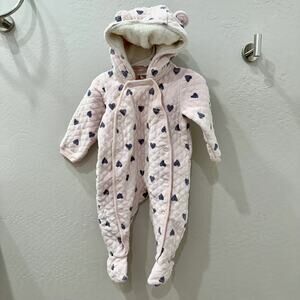 Nordstrom Pink Heart Quilted Bear Ears Bunting